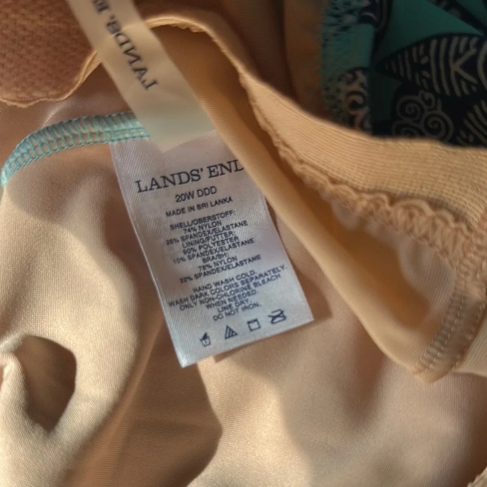 Lands' End Blue Floral One Piece Swimsuit